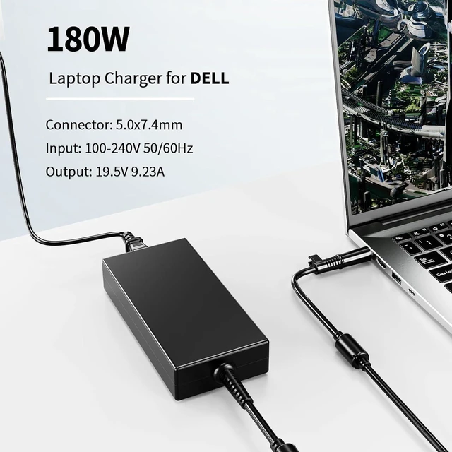 Alt view image 4 of 6 - 180W Laptop AC Charger Power Adapter for Dell Precision 7510 7520 7530 7540 7550 7560 7680 7670 7770 7780 3551 3530, G15 G7 G5 G3, Alienware M17 M15 17 15 13 14, Replacement FA180PM111 HA180PM180 DA18