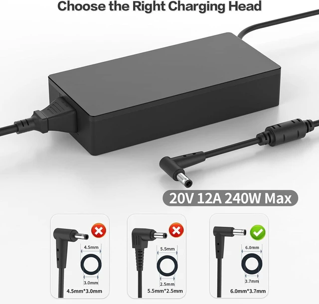 Alt view image 3 of 7 - 240W 20V 12A Laptop AC Charger Power Adapter for ASUS ROG Storm S15 S17 M16 G14 G15 G16 A15 A17 F15 F17 FX517ZM FX517ZR FA507RE FX506LI FA707XU GX550LXS, 6.0x3.7mm DC Tip