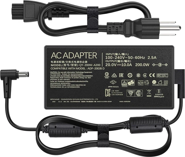 Alt view image 3 of 7 - 200W 20V 10A Laptop AC Charger Power Adapter for ASUS TUF Gaming A15 FA506IH FA506IU A14 FA401WV FA401UV FA401UU ROG Zephyrus G15 GA503 GA401IV ADP-200JB D, 6.0x3.7mm DC Tip