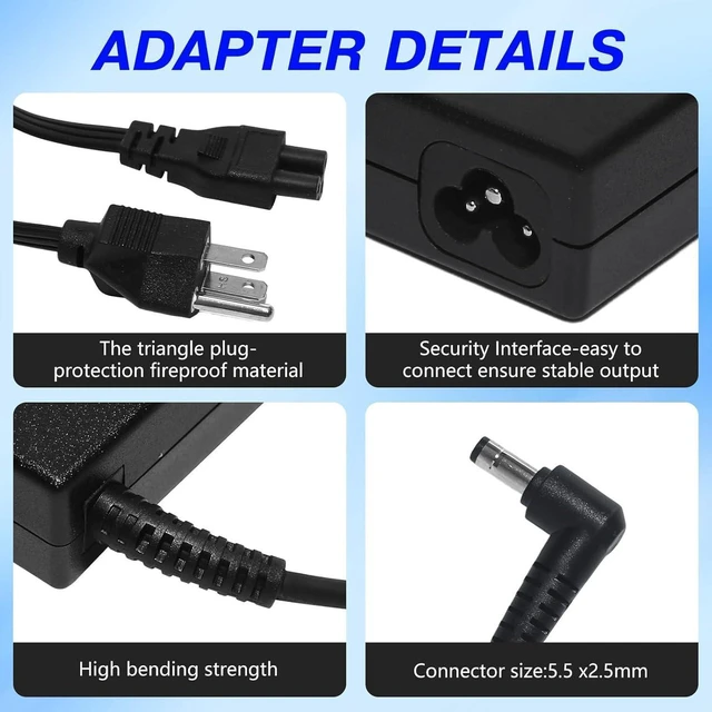 Alt view image 7 of 7 - Slim 19.5V 7.7A 150W AC Charger Adapter 5.5x2.5mm Tip, Replacement A17-150P2A A15-150P1A A17-150P1A ADP-150VB B A14-150P1A for MSI GF62 7RE MS-16J9 GS60 GS70 GE62 7RD GP73 WE73 8SJ