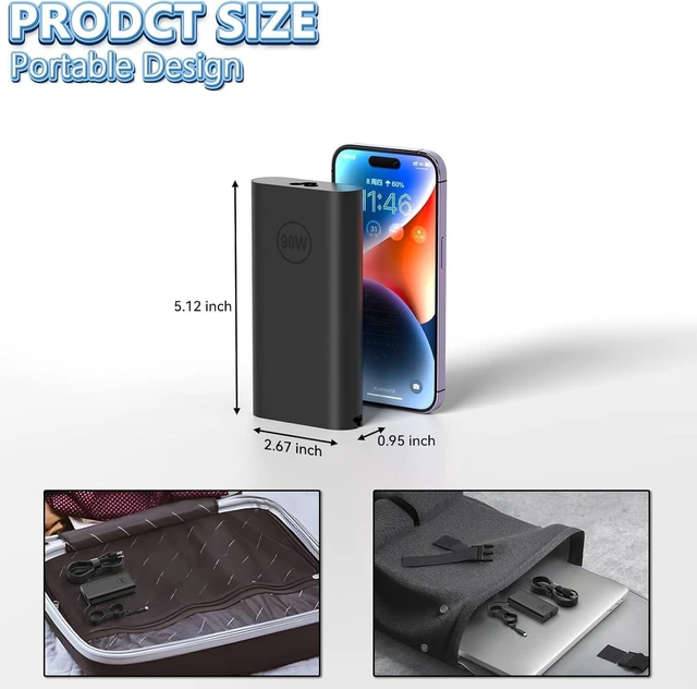 Alt view image 3 of 6 - 90W USB-C AC Charger Adapter Replacement for LG gram Pro 16Z90SP 16", 17Z90SP 17", Compatible with A.ADB8U1 A.ADB9U1 G.AAB6U1 K.AAB6U1 K.ADB8U1 E.AAB6U1 E.ADB9U1 G.ADB9U1