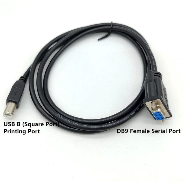 Alt view image 4 of 6 - USB B-Port Male to DB9 Female RS232 Serial Cable, DB9 to USB B-Type Data Transmission Printer Adapter Cable 5Meter, USB B to DB9 RS232 Converter Cord for Printer, Serial Device Data Communication