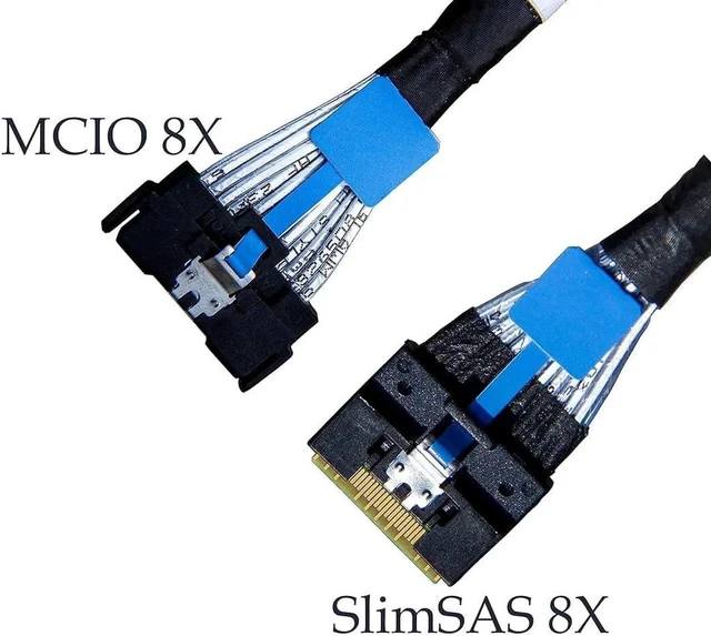 Alt view image 4 of 7 - PCIe Gen5 Mini Cooledge IO Double Straight Cable, x8 to x8 74Pin to 74Pin 100CM, Mini Cooledge IO Straight Interconnect Cable, Part Number CBL-MCIO-1270S4T2 for Server High Speed Data Transmission