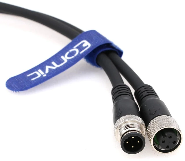 Alt view image 2 of 5 - Eonvic Industrial 10M Black M12 A Code 4 Pin Male to Female Sensor Cable, Cat6 Ethernet Profibus Compatible Cord, M12 A-Code 4Pin Extension Cable for Industrial Sensor, Automation Field Wiring