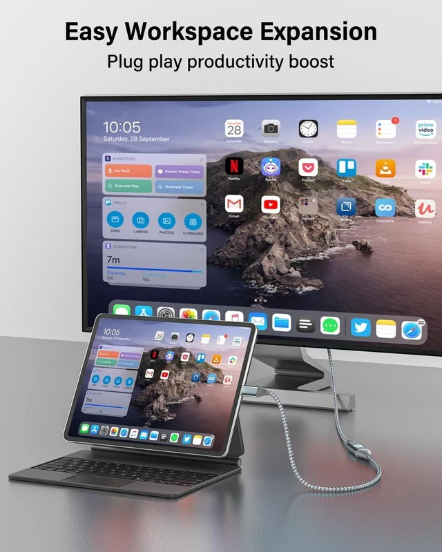 Alt view image 6 of 7 - USB C to Micro HDMI Cable 3ft, 4K@60Hz 18Gbps Braided Aluminum Type-C to Micro HDMI Cord, Source to Display for Samsung Freestyle, ASUS XG17AHP, M80B, Odyssey G8 OLED Portable Monitor