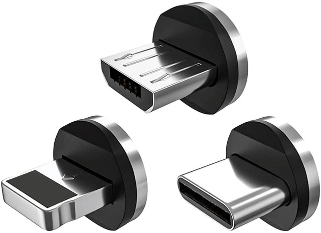 Alt view image 2 of 7 - Statik 360 Pro Magnetic Charging Cable 6ft, Universal 3 Pack Magnetic Tips (USB-C/Lightning/Micro USB), 100W Fast Charge & 480Mbps Data Sync, 360° Rotating Nylon Braided Cable for Phone, Tablet, Lapto