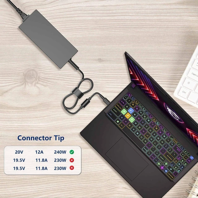 Alt view image 5 of 5 - 240W 12A 20V USB Tip AC Charger Compatible with MSI A20-240P2A A240A007P S93-0409410-C54, Gaming Laptop Power Adapter for GE76 GE66 GP76 GP66 GS77 MS-17K3