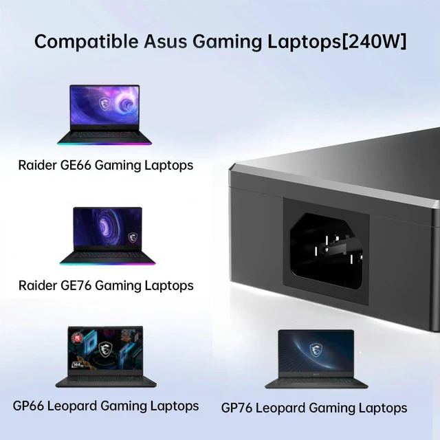 Alt view image 3 of 5 - 240W & 230W Laptop Charger Compatible with MSI Stealth A16 AI+ 16 17 GS77, Alpha 17 C7V, CreatorPro 16 AI Studio A1V, Raider GE66 GE76, Creator A16, GP66 GP76 Leopard Power Adapter