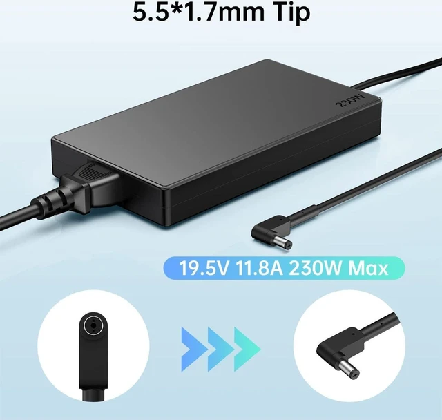 Alt view image 6 of 6 - 230W Laptop Charger Compatible with Acer Predator Helios 300 PH315-54 PH315-53, Helios Triton Neo 14/16 PHN14-51 PTN16-51, Triton 300/500, Nitro 16 AN16,17 AN17,5 AN515-58 Gaming Notebook Power Adapte