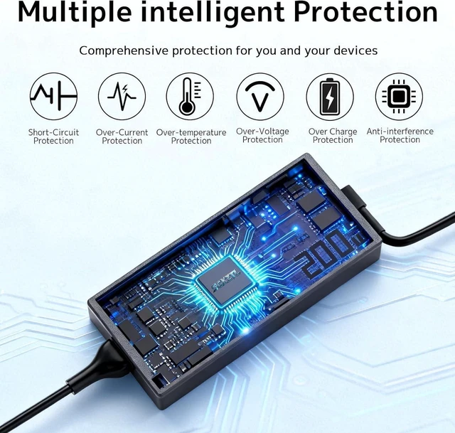 Alt view image 7 of 7 - 200W Laptop Charger Compatible with ASUS ADP-200JB K, ROG Zephyrus G16 G14 GU605MY GU605CP GU605MI GA403WR GA403WW, Flow Z13 GZ302EA, TUF A14 FA401UU FA401UV, ProArt P16 H7606WV PX13 Gaming Notebook