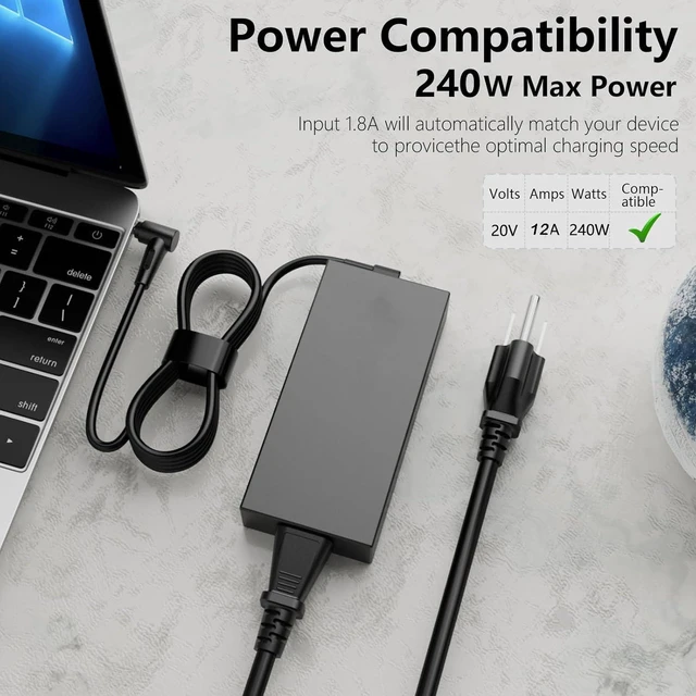 Alt view image 3 of 6 - 240W Laptop Charger Compatible with ASUS ROG Zephyrus G14 GA401 GA401Q GA401QE GA401QM GA401QH GA401I GA401IH GA401II GA401IU GA401IV GA402R GA402X GA402RJ GA402RK GA402NU GA402XV GA402XI Gaming Noteb