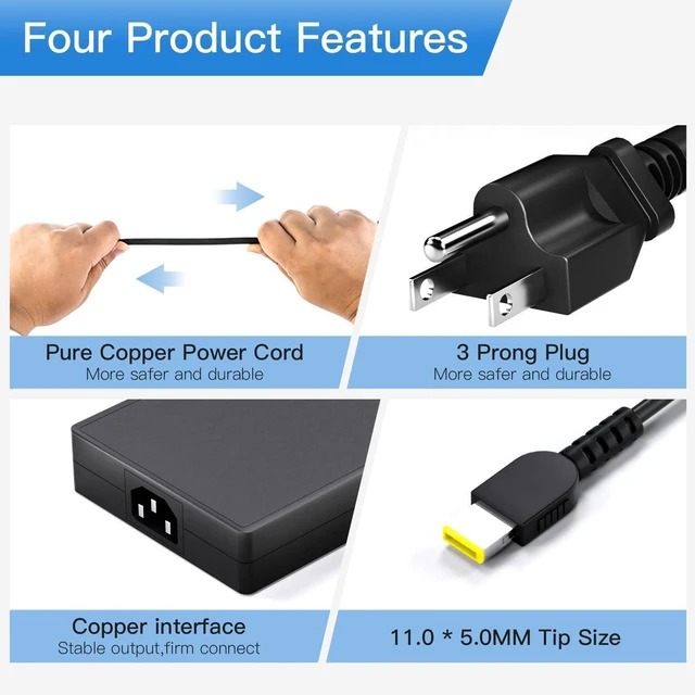 Alt view image 4 of 7 - 300W 20V 15A AC Laptop Power Adapter Compatible with Lenovo Legion 7 5, 9000P 9000K, ADL300SDC3A SA10R16956 5A10W86289 Gaming Notebook Charger Replacement Power Supply