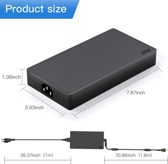 Alt view image 2 of 7 - 300W 20V 15A AC Laptop Power Adapter Compatible with Lenovo Legion 7 5, 9000P 9000K, ADL300SDC3A SA10R16956 5A10W86289 Gaming Notebook Charger Replacement Power Supply