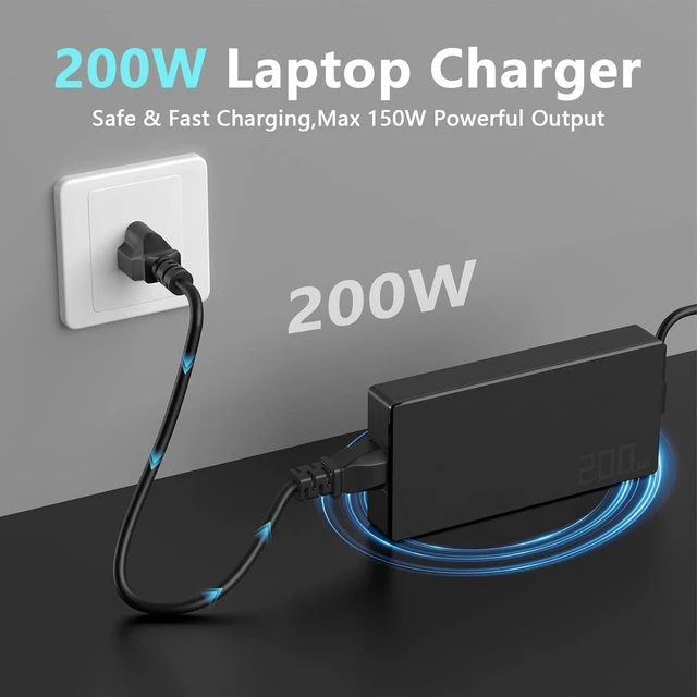Alt view image 3 of 7 - 200W / 150W AC Laptop Charger Power Supply Compatible with Asus Vivobook Pro 15 16 14 14X 16X Q543 Q533 N6506 M6500 K6602 M6400 Q540 Q540VJ Q530 Q530V Gaming Creator Notebook Charger with Cord