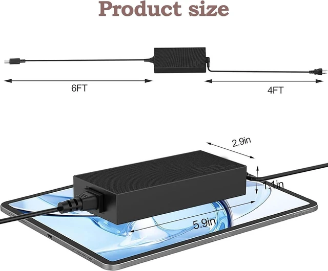 Alt view image 4 of 6 - 180W AC Laptop Charger 20V 9A Rectangle Tip Power Supply Adapter Replacement for ASUS ADP-180TB K Fit for ROG Zephyrus G14 2024 GA403 GA403U GA403UV GA403UI GA403UU Gaming Notebook