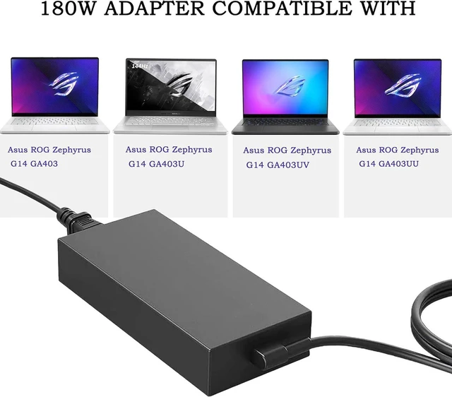 Alt view image 6 of 6 - 180W AC Laptop Charger 20V 9A Rectangle Tip Power Supply Adapter Replacement for ASUS ADP-180TB K Fit for ROG Zephyrus G14 2024 GA403 GA403U GA403UV GA403UI GA403UU Gaming Notebook