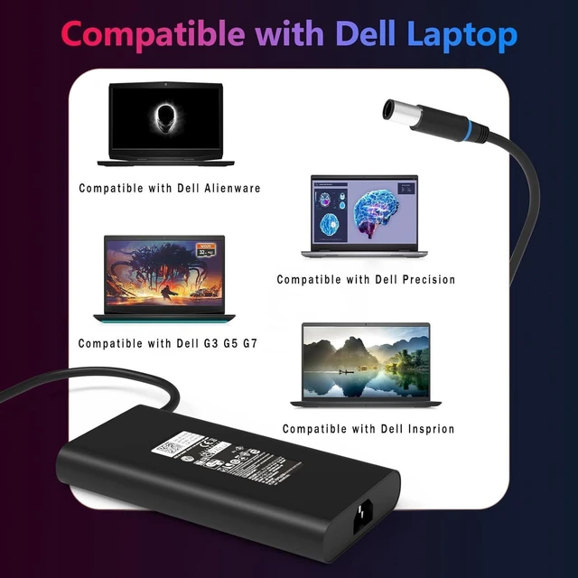 Alt view image 7 of 7 - New Slim 240W AC Laptop Charger Power Supply Adapter 7.4mm DC Tip with Cord Compatible with Dell Alienware M15 M17 15 17 X15 X16 X17 Area 51M M17X M18X X51 Gaming Notebook Charger