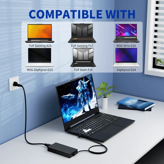 Alt view image 4 of 7 - 200W AC Laptop Charger Power Supply Adapter 6.0x3.7mm DC Tip with Cord Compatible with ASUS ROG Zephyrus G15 GA503 GA503QM, TUF Gaming A15 FA506IH FA506IU A14 FA401WV FA401UV Gaming Notebook