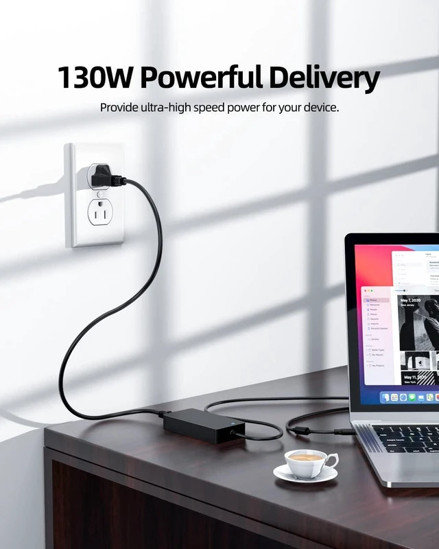 Alt view image 6 of 7 - 130W AC Laptop Charger Power Supply Adapter with Cord Compatible with Dell Latitude 5421 5521 P137G P104F Notebook Charger