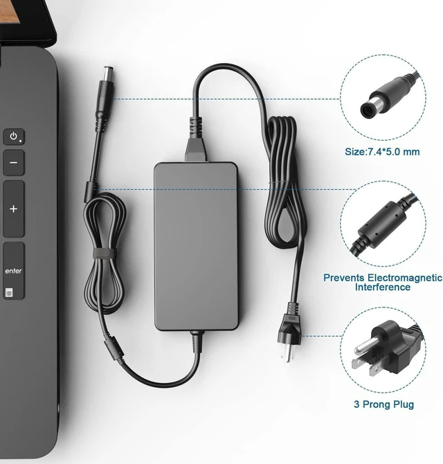 Alt view image 3 of 5 - 240W & 180W AC Laptop Charger Power Supply Adapter with Cord Fit for Dell Precision 7670 7770 3260 P114F001 P115F001 D16U001 Workstation Notebook Charger