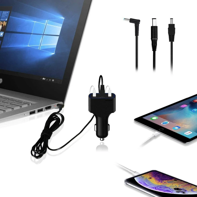 Alt view image 4 of 7 - BatPower 120W DC Car Laptop Charger, Vehicle Auto Power Adapter DC 12V-24V Input Compatible with HP Laptops, Portable Car Notebook Charger