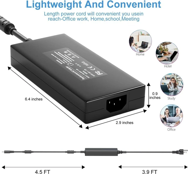 Alt view image 2 of 6 - 240W USB Tip AC Laptop Charger Power Supply Adapter Replacement for MSI A20-240P2A A240A007P S93-0409410-C54, Compatible with GE76 GE66 GP76 GP66 GS77 MS-17K3 Gaming Notebook Charger with Cord