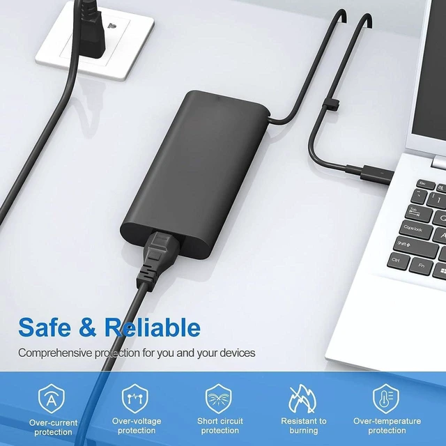 Alt view image 5 of 6 - 130W & 100W USB C Laptop Charger Power Supply Adapter Fit for Dell Pro 16 Plus PB16250 P135F P135F001 Notebook Type-C Charger with Cord