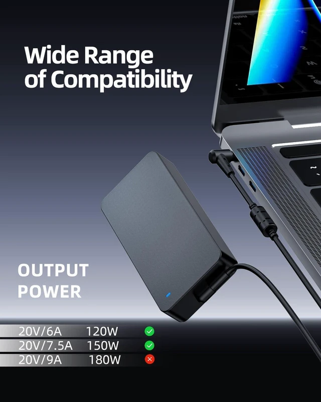 Alt view image 7 of 7 - 150W AC Laptop Charger Power Supply Adapter Fit for ASUS Creator Q Q540 Q540V Q540VJ Q540VJ-I93050, Q530 Q530V Q530VJ Creator Notebook Charger with Cord