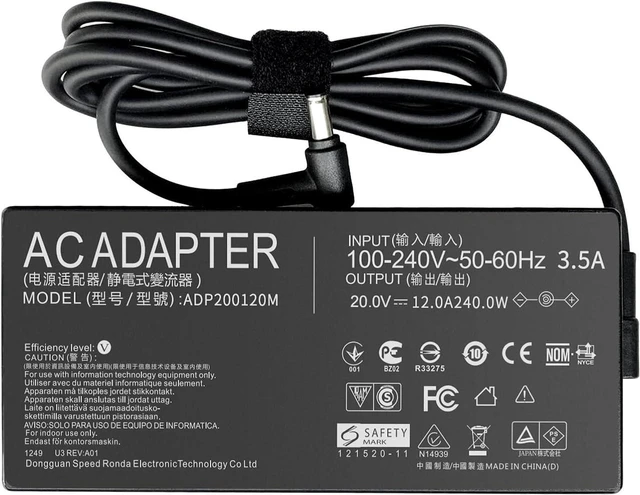 Alt view image 4 of 6 - 240W 20V 12A AC Laptop Charger Power Supply Adapter Replacement for ASUS ADP-240EB B, Fit ROG Zephyrus G14 G15 M16 S15 S17, ROG Strix Scar 15 G533QS Gaming Notebook Charger with Cord