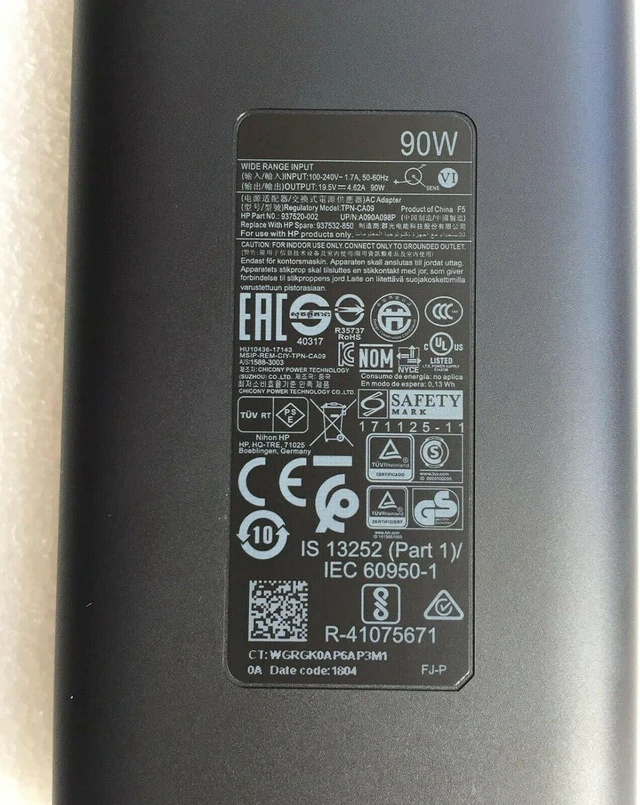 Alt view image 4 of 4 - New 90W 19.5V 4.62A AC/DC Laptop Charger Power Supply Adapter Replacement for HP TPN-CA09 937520-002, Complete with Mains Cord for HP Notebook Power PSU