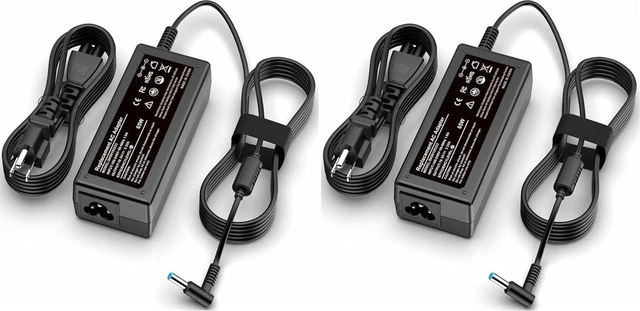 Main image of 65W 45W Replacement Laptop Charger for HP Notebook, Smart Blue Tip AC Power Adapter Mains PSU Battery Charger, Pack of 2 Complete with Power Cords for HP Laptops