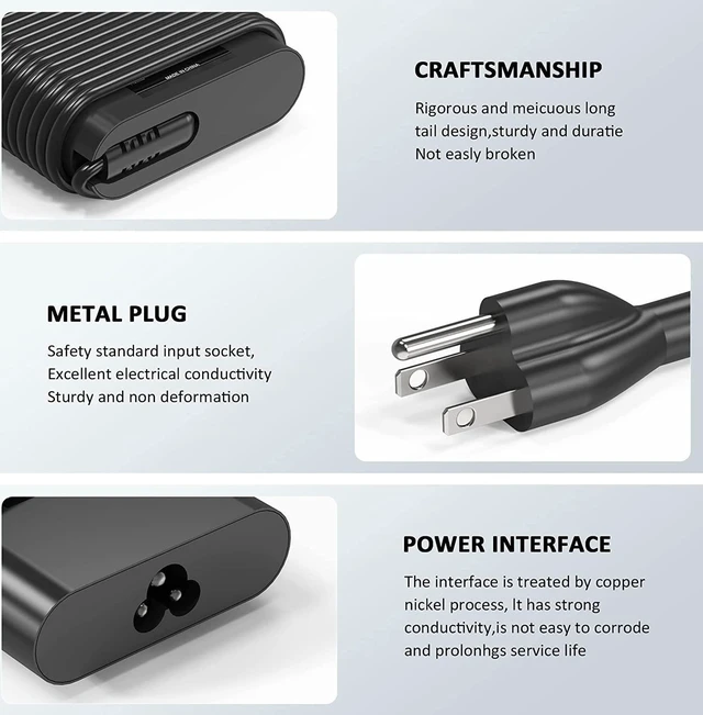 Alt view image 4 of 6 - 130W USB-C Laptop Charger Compatible with Dell XPS 15 2in1 9575 Precision 5530 5550 5750 3560 3550 3551 Latitude 7410 7310 7210 9410 9510 9575 5420 5520 5510 Type C AC Power Supply Adapter with Cord