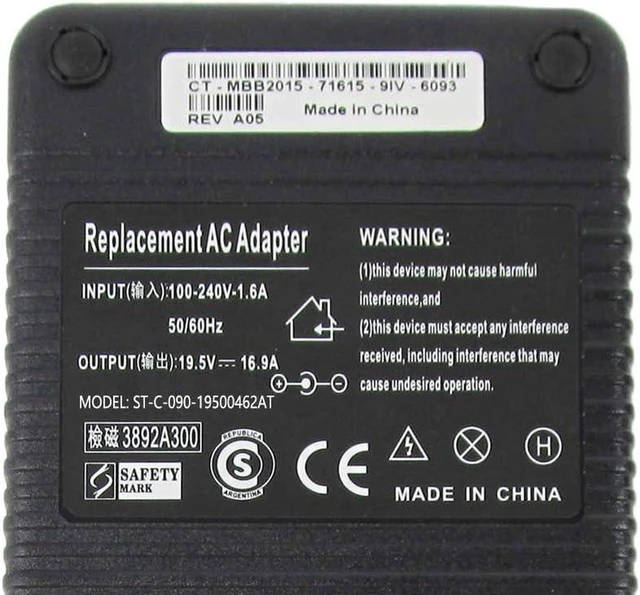 Alt view image 4 of 4 - 330W 19.5V 16.9A Laptop Charger Compatible with Dell Alienware M18x R1 R2 R3 X51 X51 R2 Y90RR XM3C3 ADP-330AB DA330PM111 Gaming Notebook AC Power Supply Adapter with Power Cord
