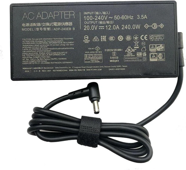 Main image of 240W 20V 12A Laptop Charger ADP-240EB B Compatible with ASUS ROG 15 GX550LXS RTX2080 S15 S17 G15 G513 G733QM G733QR G733QS G733QSA Gaming Notebook AC Power Supply Adapter with Power Cord