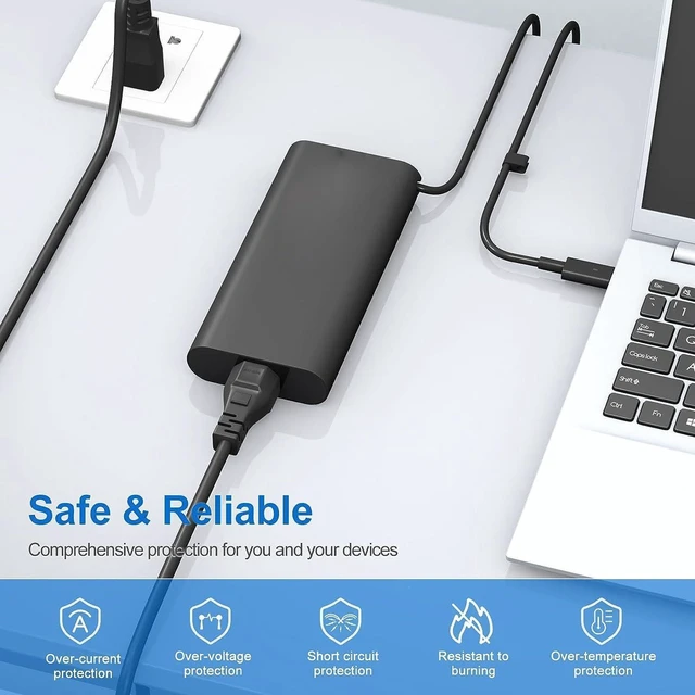Alt view image 5 of 6 - 130W /100W USB-C Laptop Charger Compatible with Dell Pro Max 14 16 MC14250 MC16250 P136F P136F001 P196G P196G001 Notebook USB Type-C PD AC Power Supply Adapter with Power Cord