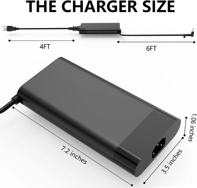 Alt view image 4 of 7 - 230W Small 4.5mm Tip Laptop Charger Compatible with HP OMEN 15 16 17 Gaming Notebook, M41303-001 TPN-LA10 Replacement AC Power Supply Adapter with Power Cord