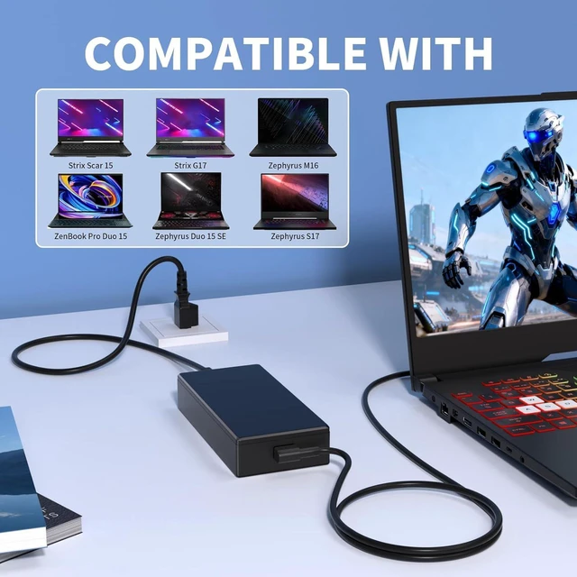 Alt view image 6 of 7 - 240W 20V 12A Laptop Charger Replacement for ASUS Gaming Notebook, Compatible with ROG Zephyrus G14 G15 M16 G16 S15 S17, ROG Strix G15 G513 Scar15 G533 G16 G614 G17, TUF A15 A16 A17 F15 F17