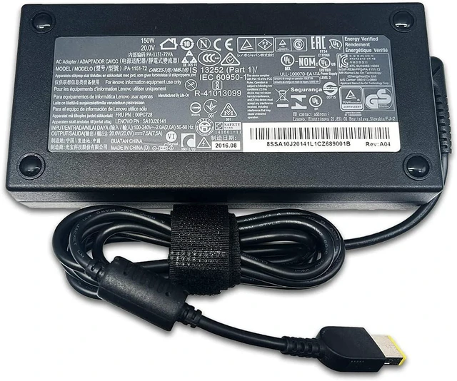 Main image of 150W 20V 7.5A Slim Tip Laptop Charger PA-1151-72 54Y8926 AC Power Adapter Compatible with Lenovo S4040 A8150 A740 A7200 A540 Notebook Replacement Power Supply with Power Cord