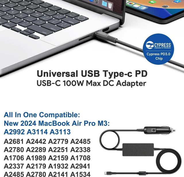 Alt view image 6 of 7 - HKY Universal Laptop Car Charger PD 100W 95W 90W 65W DC Travel Adapter, Compatible with HP Dell Gateway Lenovo LG Acer ASUS Compaq Samsung Sony Fujitsu Toshiba, Notebook Tablet Speaker Smartphone Mult