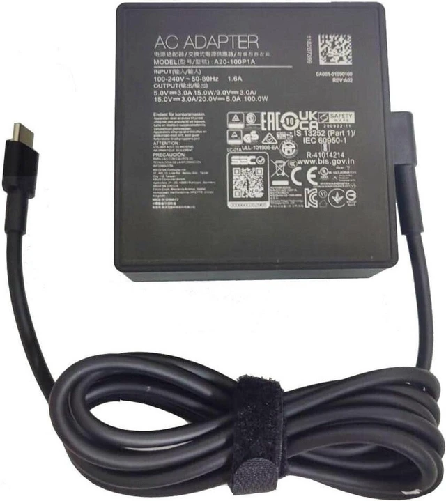 Main image of 100W 20V 5A USB-C AC Power Adapter A20-100P1A Charger Compatible with ASUS ROG Flow X13 GV301QH-DS96 GV301QH-XS98-B Notebook, Replacement USB Type-C PD AC Power Supply Adapter with Power Cord