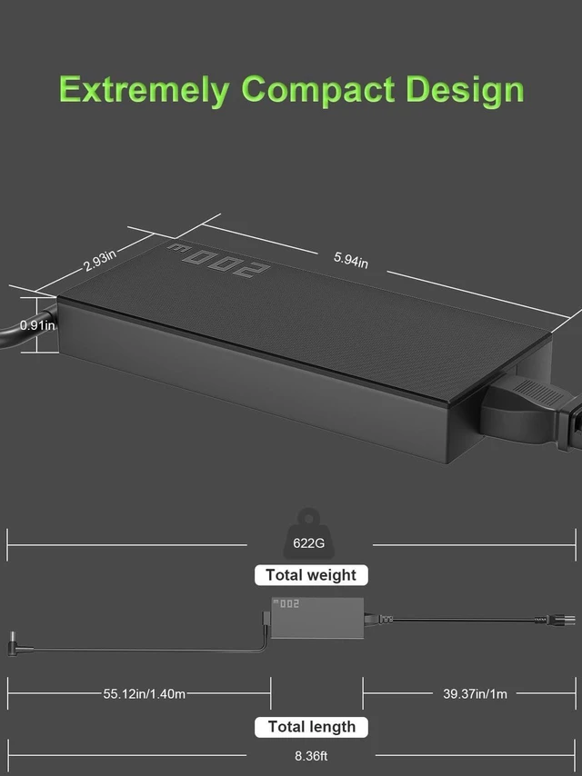Alt view image 4 of 7 - 200W Laptop Charger Compatible with ASUS TUF Dash F15 FX516 FX517, TUF Gaming A15 F15 F17 A17, ROG Strix G15 G17 G513 G713 Hero III G731, Studio 17, Zephyrus G14 G15, Zenbook Pro 16X 14 Gaming Noteboo