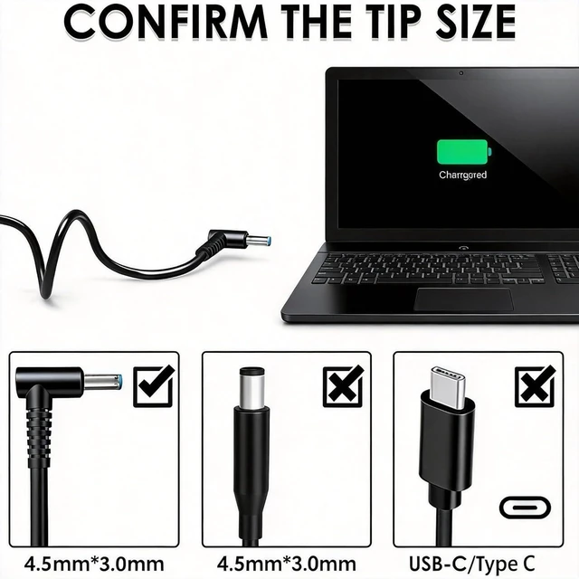Alt view image 4 of 6 - 150W 19.5V 7.7A Laptop Charger Compatible with HP Victus 15 16, OMEN 15 17, ZBook Studio Fury G3-G11, Pavilion Gaming Notebook, 4.5mm x 3.0mm Blue Tip AC Power Supply Adapter TPN-CA11 TPN-DA09 L48757-