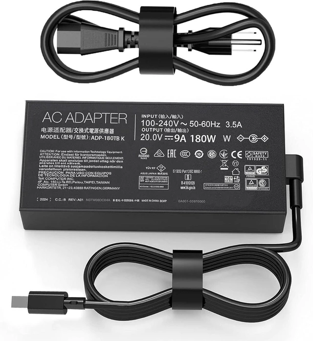 Main image of 180W 20V 9A Rectangle Tip AC Charger Compatible with ASUS ROG Zephyrus G14 2024 GA403 GA403U GA403UI GA403UV GA403UU, ADP-180TB K Gaming Notebook Replacement AC Power Supply Adapter with Power Cord