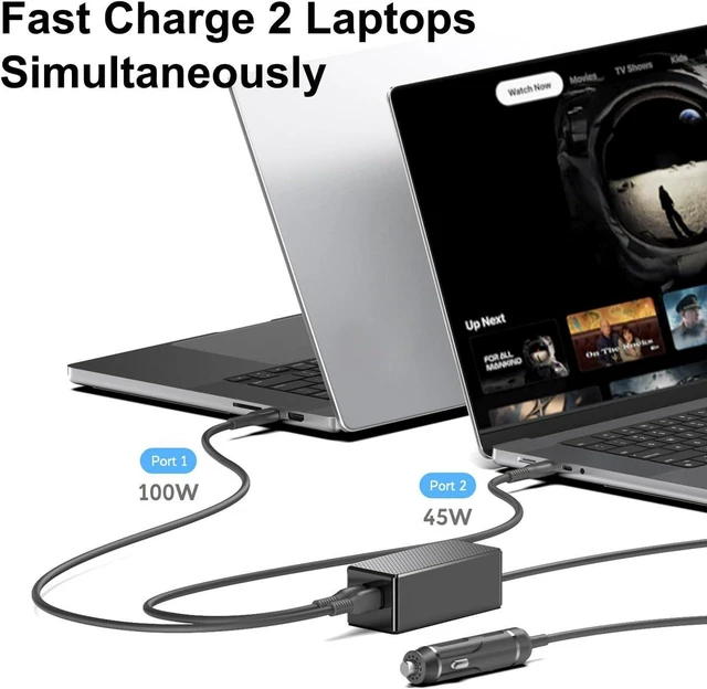 Alt view image 6 of 7 - Smart 2-Port USB-C Car Laptop Charger PD3.1 140W+45W/40W, DC 12V24V Vehicle Adapter Compatible with MacBook Pro/Air, iPhone17, Dell Lenovo HP MSI ASUS ROG Ally, Steam Deck, Samsung Chromebook Tab