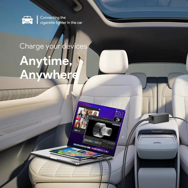 Alt view image 2 of 7 - Smart 2-Port USB-C Car Laptop Charger PD3.1 140W+45W/40W, DC 12V24V Vehicle Adapter Compatible with MacBook Pro/Air, iPhone17, Dell Lenovo HP MSI ASUS ROG Ally, Steam Deck, Samsung Chromebook Tab