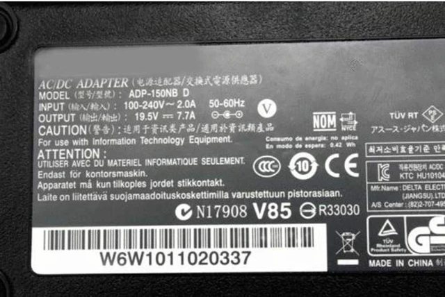 Alt view image 4 of 6 - 150W 19.5V 7.7A AC Laptop Charger ADP-150NB D for ASUS G50 G50V G50VT G53S G53SW G53J G55VW G60VX G70 G70G G71 G71G G72G G73G G74SX-XN1 G75VW-DS72 Notebook Replacement Power Supply With Cord