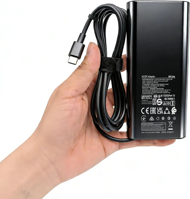 Alt view image 2 of 6 - 165W GaN USB-C Laptop Charger Power Adapter Compatible with Dell Precision 5690 5680, XPS 17 16 18 9720 9730 Pro Max 16 18 Plus Mobile Workstation, HA165PM210 DA165PM210 LA165PM210 With Power Cord