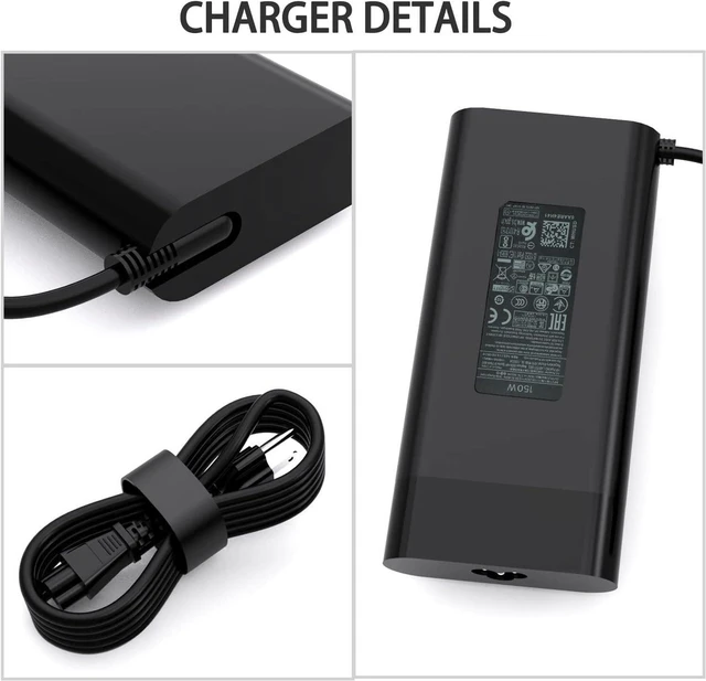 Alt view image 7 of 7 - 150W 19.5V 7.7A AC Adapter Laptop Charger for HP Pavilion Gaming 15 17, OMEN 15 17, Zbook 15 G3 G4 G5 G6, Replace TPN-DA03, TPN-DA09, 775626-003, Laptop Power Supply with Power Cord