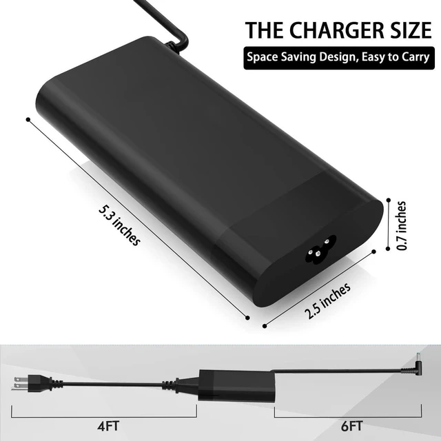 Alt view image 3 of 7 - 150W 19.5V 7.7A AC Adapter Laptop Charger for HP Pavilion Gaming 15 17, OMEN 15 17, Zbook 15 G3 G4 G5 G6, Replace TPN-DA03, TPN-DA09, 775626-003, Laptop Power Supply with Power Cord