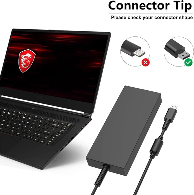 Alt view image 5 of 7 - 240W USB Tip Laptop Charger, AC Power Adapter for MSI Stealth 16 A16 17 AI Studio Mercedes AMG 13th Gen A13V A13VF A13VE A13VG A13VH A13VI A1VFG A1VIG A1VHG, Raider GE66 GE76 12UE 11UH 11UE Gaming